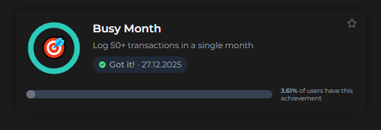 Achievement card example