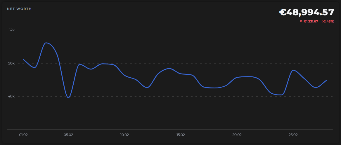 Day-by-day net worth chart for the month
