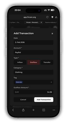 The Add Transaction form