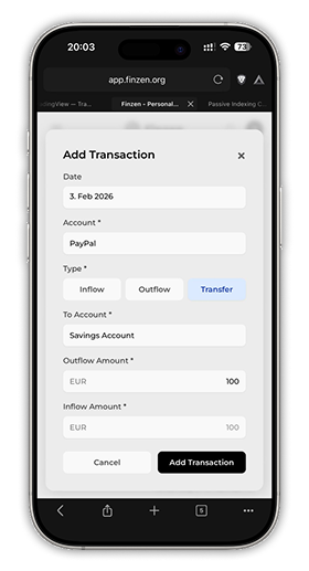 The Add Transaction form